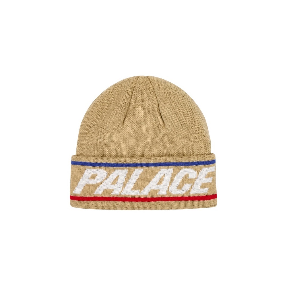 Palace BASICALLY A BEANIE STONE Logo Beanie Winter Hat Knit Cap